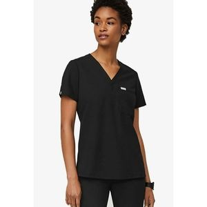 FIGS Three Pocket Black Scrub Top